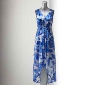 SimplyVera flower asymmetrical high low maxi dress